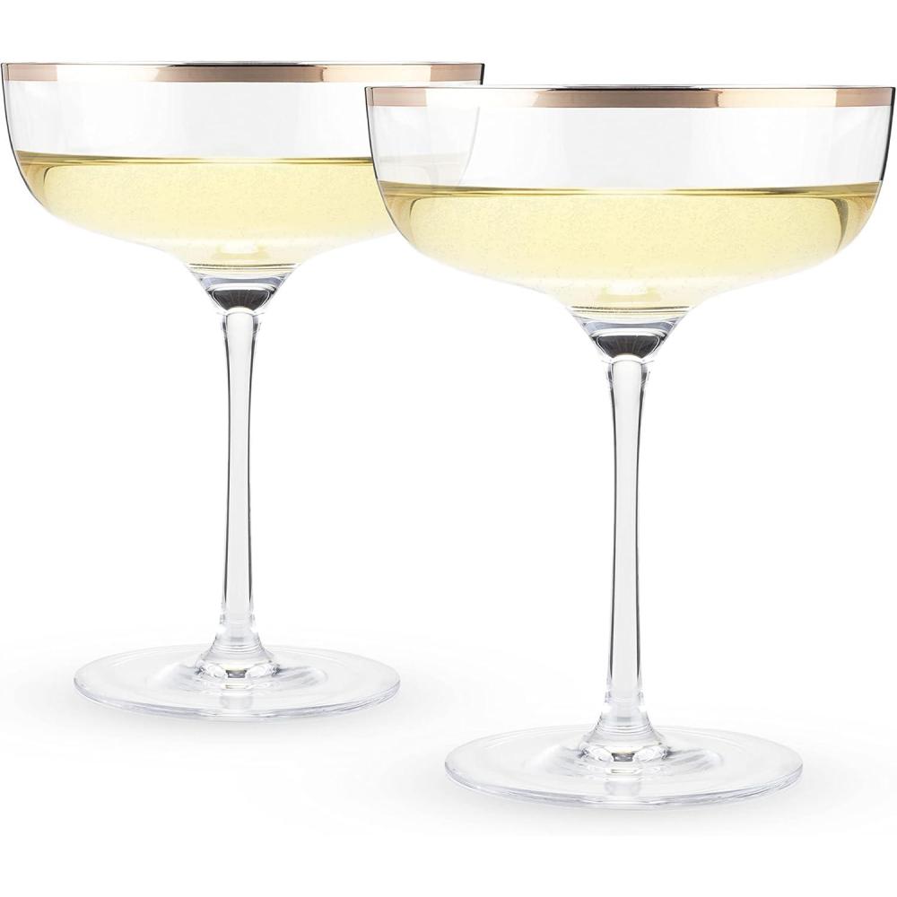 imageTwine Aqua Bubble Gold Rim Stemless Wine Glasses Tinted Glass Set of 2 12 oz Capacity2 Count Pack of 1