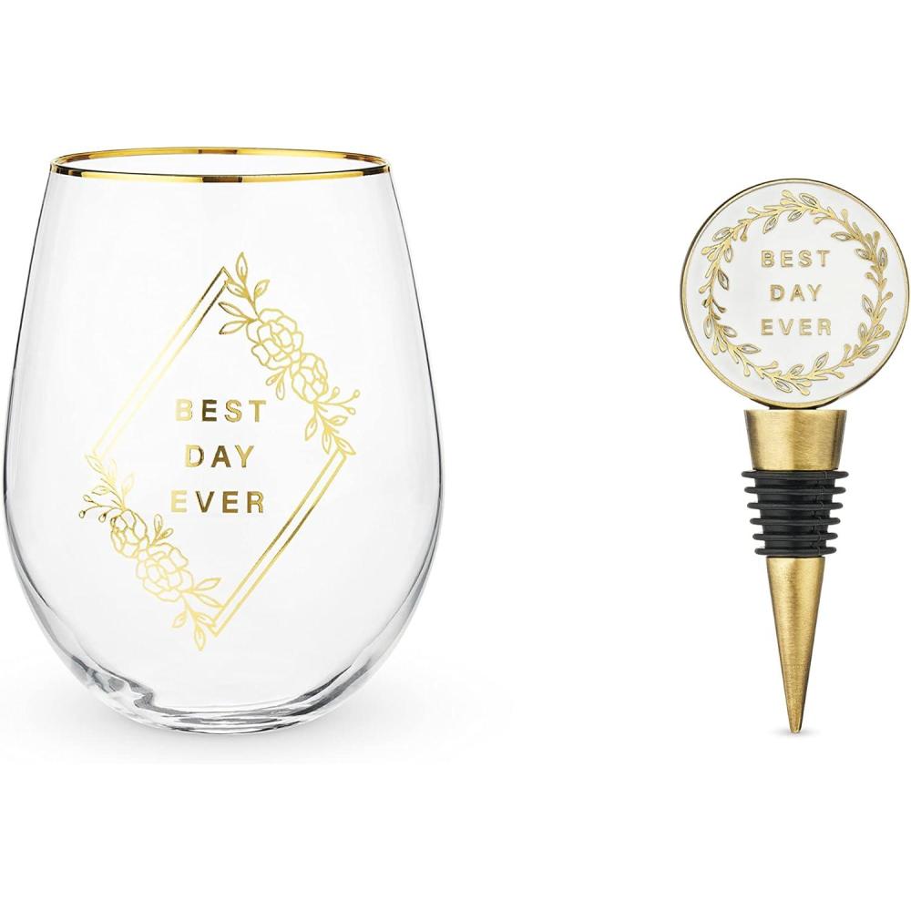 imageTwine Best Day Ever Stemless Stopper Wine Glass Sets 16oz MulticolorBest Day Ever Set