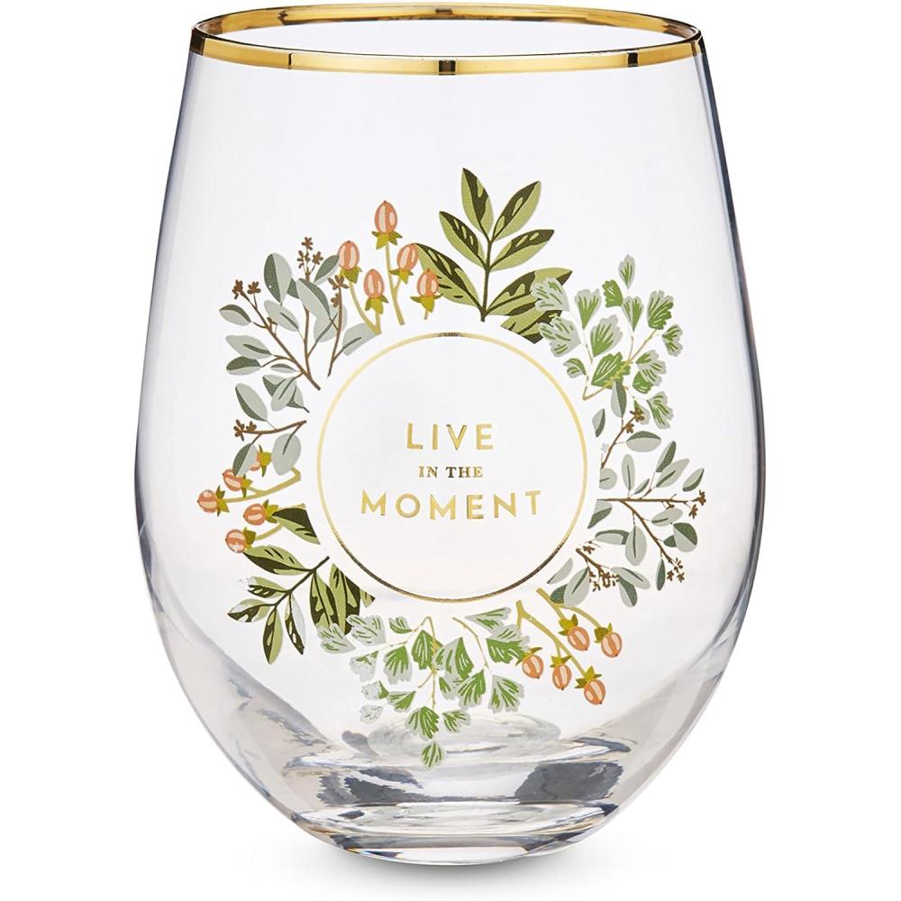 imageTwine Best Day Ever Stemless Stopper Wine Glass Sets 16oz MulticolorLive in the moment