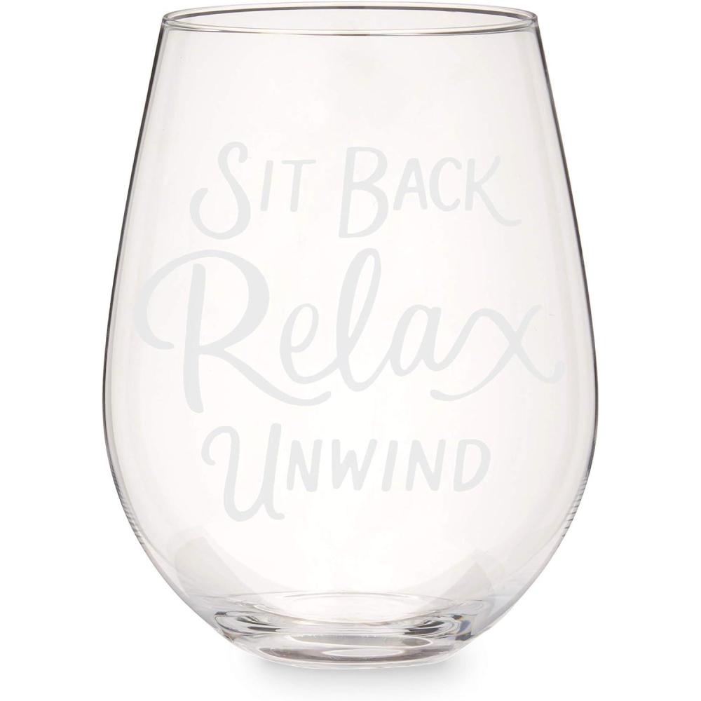 imageTwine Best Day Ever Stemless Stopper Wine Glass Sets 16oz MulticolorSit back relax unwind