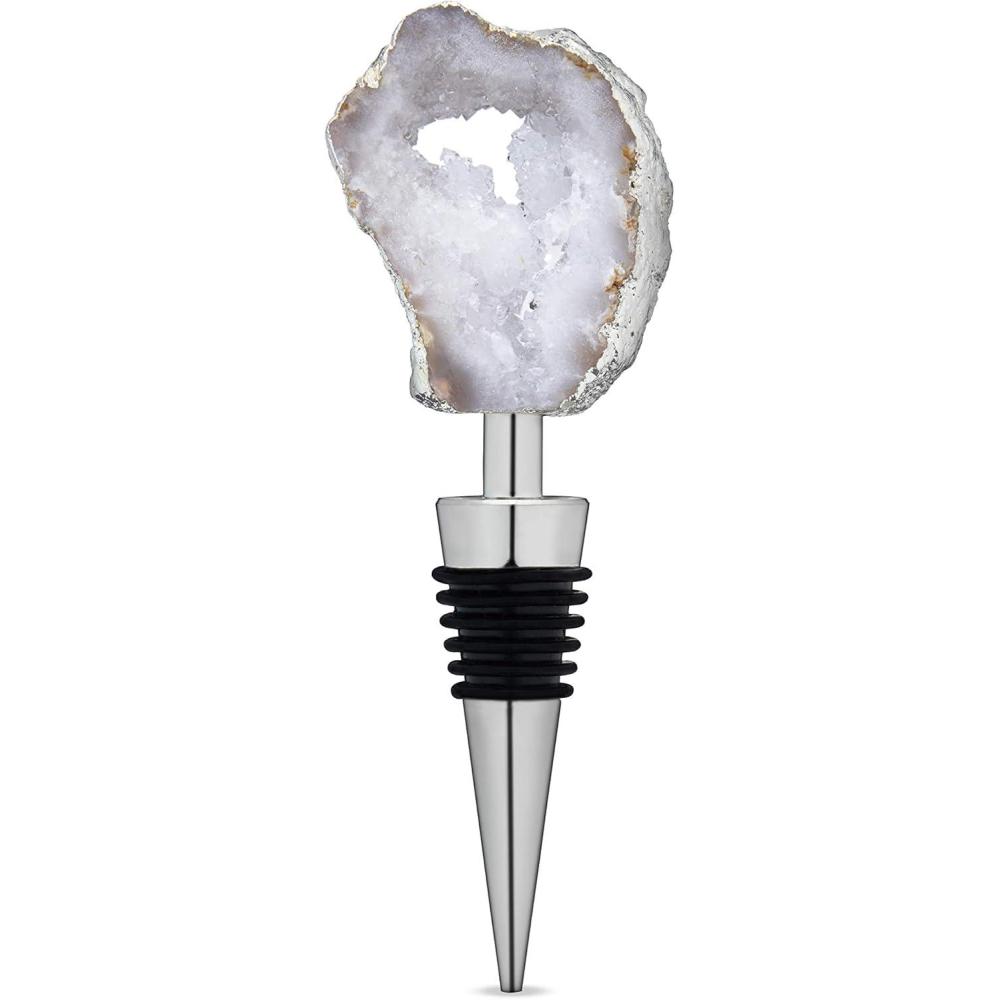 imageTwine Rooster Bottle Stopper Glass Rooster Wine Bottle Stopper Keep Wine Fresh Glass Metal Multicolor Set of 1White Geode