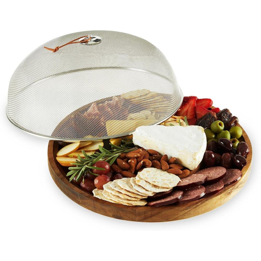 imageTwine Rustic Farmhouse Tapas Board Serveware Acacia Wood Plank Cheese Tray with Handle BrownModern Manor Slate