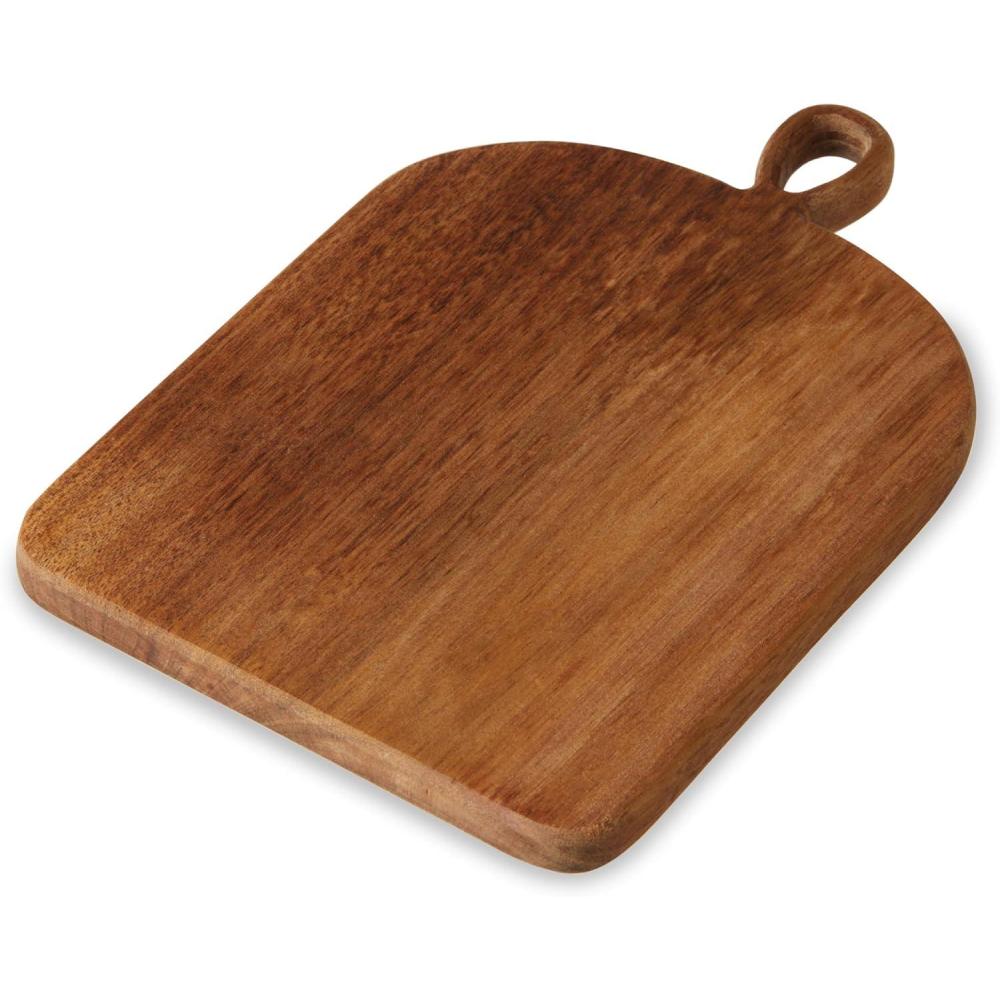 imageTwine Rustic Farmhouse Tapas Board Serveware Acacia Wood Plank Cheese Tray with Handle BrownSmall Acacia with Handle