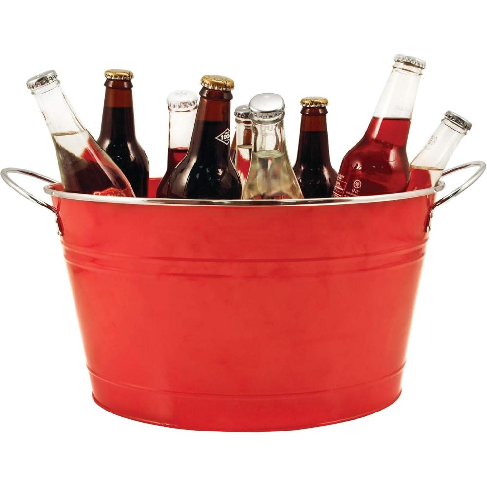 imageTwine Seaside Jute Rope Wrapped Farmhouse Galvanized Ice Metal Beverage Tub Wine Beer Bottle Bucket 45 GallonsBig Tub