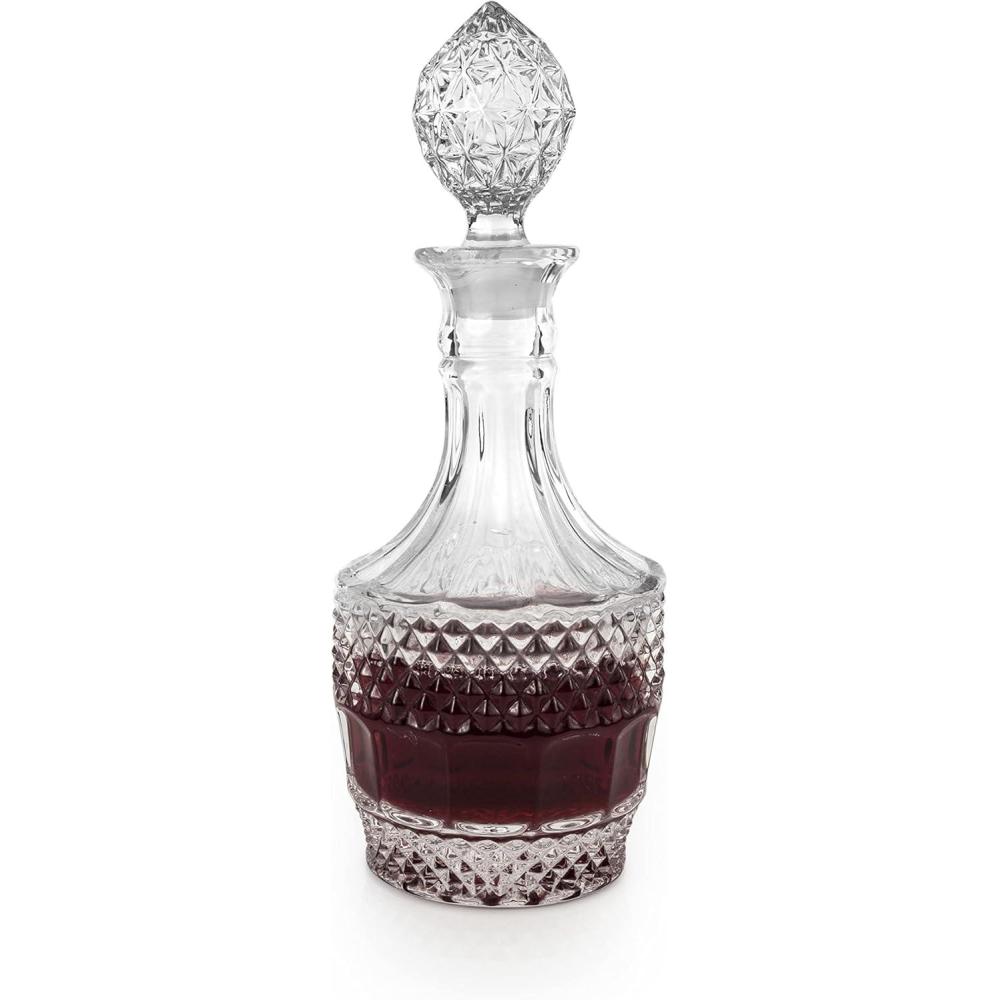 imageTwine Vintage Cut Crystal Decanter  Liquor Decanter for Wine Dishwasher Safe 26 Ounces  Set of 1Vintage
