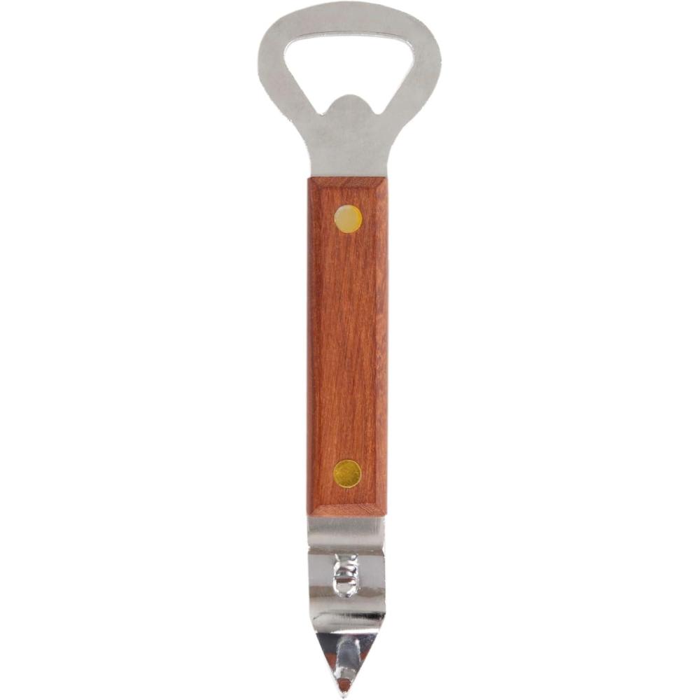 imageTwine Wall Mounted Bottle Opener with Open Here Slogan and Distressed Finish  Iron Bottle Opener Brown Set of 1Wood Handle
