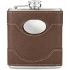 imageTwine Bootlegger Metal Flask  Leather Wrap Stainless Steel Flask with Lift Cap Liquor Whiskey Drinking Metal Container Novelty Flask  6oz Brown