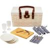 imageTwine Tahoe Outdoor Lid and Handle Four Person Basket with Accessories Picnic Equipment 28Piece Set Set of 1 CreamIvory