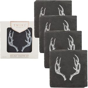 Rustic Holiday Antler Slate Coasters by Twine