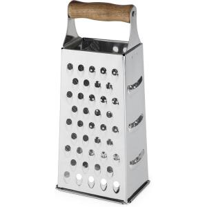 Twine Acacia Wood Handled Cheese Grater, Stainless Steel Grater, Citrus Zester, Reinforced Base, Vintage Kitchenware(Grater)