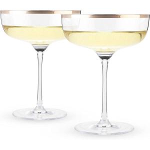 Twine Aqua Bubble Gold Rim Stemless Wine Glasses, Tinted Glass, Set of 2, 12 oz Capacity(2 Count (Pack of 1))