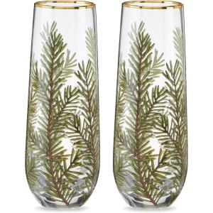 Twine Aqua Bubble Gold Rim Stemless Wine Glasses, Tinted Glass, Set of 2, 12 oz Capacity(Set of 2)