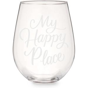 Twine Best Day Ever Stemless Stopper Wine Glass Sets, 16oz, Multicolor(My Happy place)