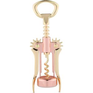 Twine Copper And Gold Double Hinged Waiter’s Corkscrew, Stainless Steel Wine Key with Foil Cutter, Double Hinged Corkscrew, Set of 1(Winged)