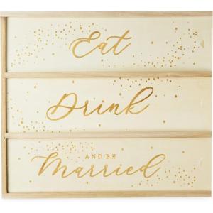 Twine Eat, Drink & Be Married 3 Wine Box Bottle Holders, Garden Party