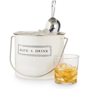 Twine Insulated Ice Bucket With Lid & Scooper for Parties – Galvanized Metal Bucket Cooler & Drink Tub Holds 1 Gallon(1 gallon)