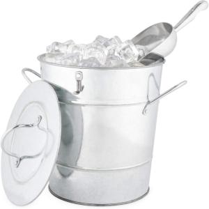 Twine Insulated Ice Bucket With Lid & Scooper for Parties – Galvanized Metal Bucket Cooler & Drink Tub Holds 1 Gallon(5.35 Gallons)