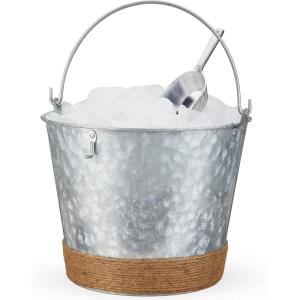 Twine Insulated Ice Bucket With Lid & Scooper for Parties – Galvanized Metal Bucket Cooler & Drink Tub Holds 1 Gallon(Set of 1)