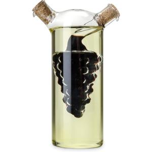 Twine Living 2-In-1 Oil and Vinegar Cruet Bottle with Cork Stoppers, Olive Oil and Balsamic Vinegar Dispenser, Hand Blown Glass, Pack of 1