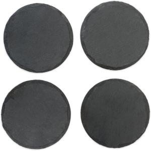 Twine Metallic Dipped Wood Coasters for Coffee Table, Unique Decor Drink Coasters with Copper Accents, Housewarming Gift Home Decor Coaster Set of 4(Circle)