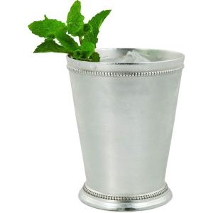 Twine Mint Julep Cup, Real Brass with Sterling Silver Plating Derby Cocktail Tumbler, Set of 1, 12 oz(Silver)