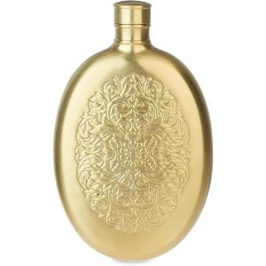 Twine Pewter Finish Stainless Steel Filigree Metal Flasks, 3 oz, Silver(Gold)