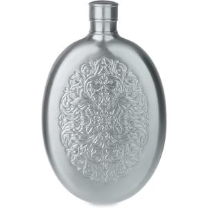 Twine Pewter Finish Stainless Steel Filigree Metal Flasks, 3 oz, Silver(Silver)