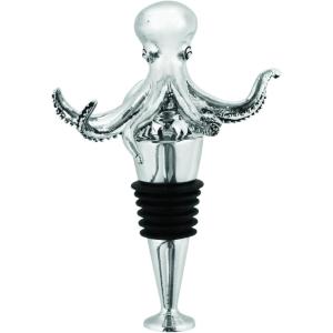 Twine Rooster Bottle Stopper, Glass Rooster Wine Bottle Stopper, Keep Wine Fresh, Glass, Metal, Multicolor, Set of 1(Octopus)