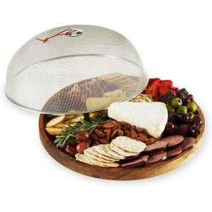 Twine Rustic Farmhouse Tapas Board Serveware, Acacia Wood Plank, Cheese Tray with Handle Brown(Modern Manor Slate)