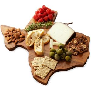 Twine Rustic Farmhouse Tapas Board Serveware, Acacia Wood Plank, Cheese Tray with Handle Brown(Texas Cheese Board)