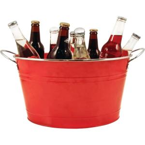 Twine Seaside Jute Rope Wrapped Farmhouse Galvanized Ice Metal Beverage Tub, Wine, Beer Bottle Bucket, 4.5 Gallons(Big Tub)