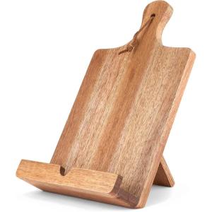 Twine Tablet Stand, Acacia Wood Tablet Holder, Cookbook Stand, Rustic Farmhouse Book Holder and Display, Acacia Wood, Set of 1