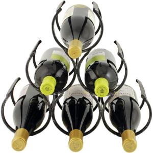 Twine Trellis Wine Rack, Holds 7 Bottles, Gold Countertop Wine Storage, Cast Iron(Country Home)