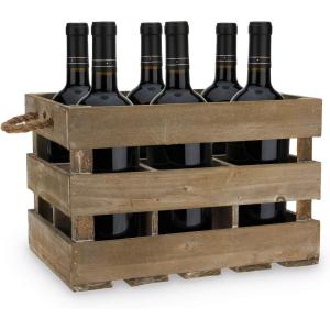 Twine Trellis Wine Rack, Holds 7 Bottles, Gold Countertop Wine Storage, Cast Iron(Crate)