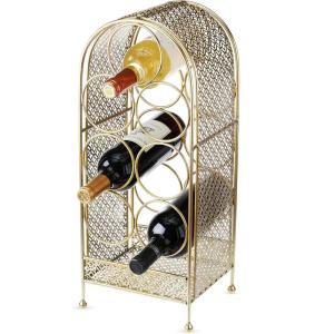 Twine Trellis Wine Rack, Holds 7 Bottles, Gold Countertop Wine Storage, Cast Iron(Trellis Wine Rack – 7 Bottle)