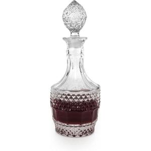 Twine Vintage Cut Crystal Decanter – Liquor Decanter for Wine, Dishwasher Safe, 26 Ounces – Set of 1(Vintage)