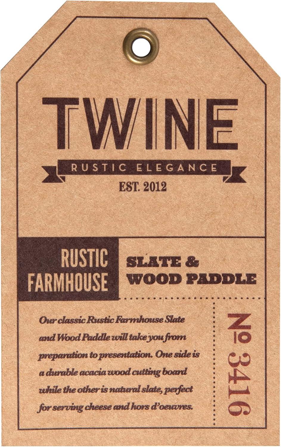 imageTwine Acacia Wood and Slate Cheese Board Paddle Charcuterie Board Slate Serving Board 178quotx71quot Gourmet Gift Set